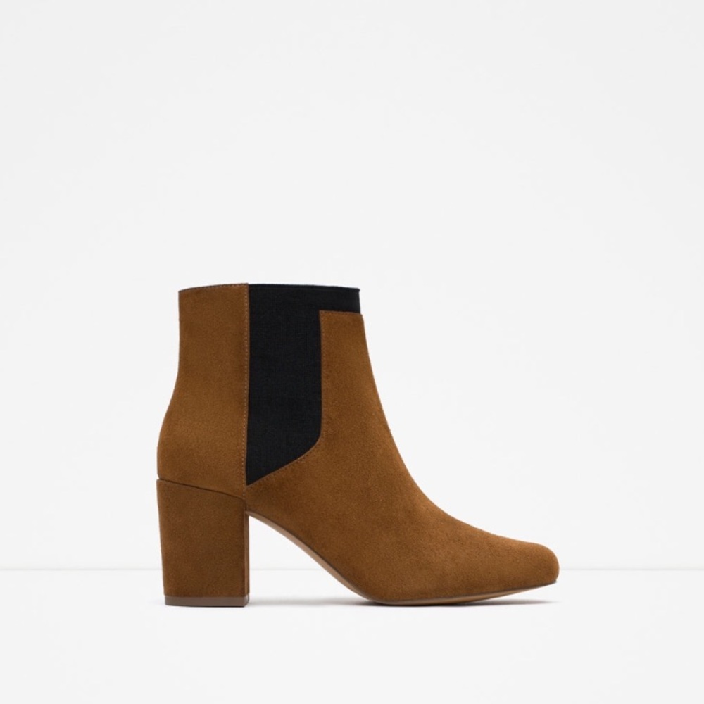 ZARA SUEDE LEATHER TAN ANKLE BOOTS BOOTIES BRAND NEW WITH TAGS US 6 & US 36